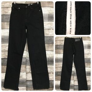Rag Bone Maya High Rise Straight Jeans Women’s 23 Black Button Fly Organic